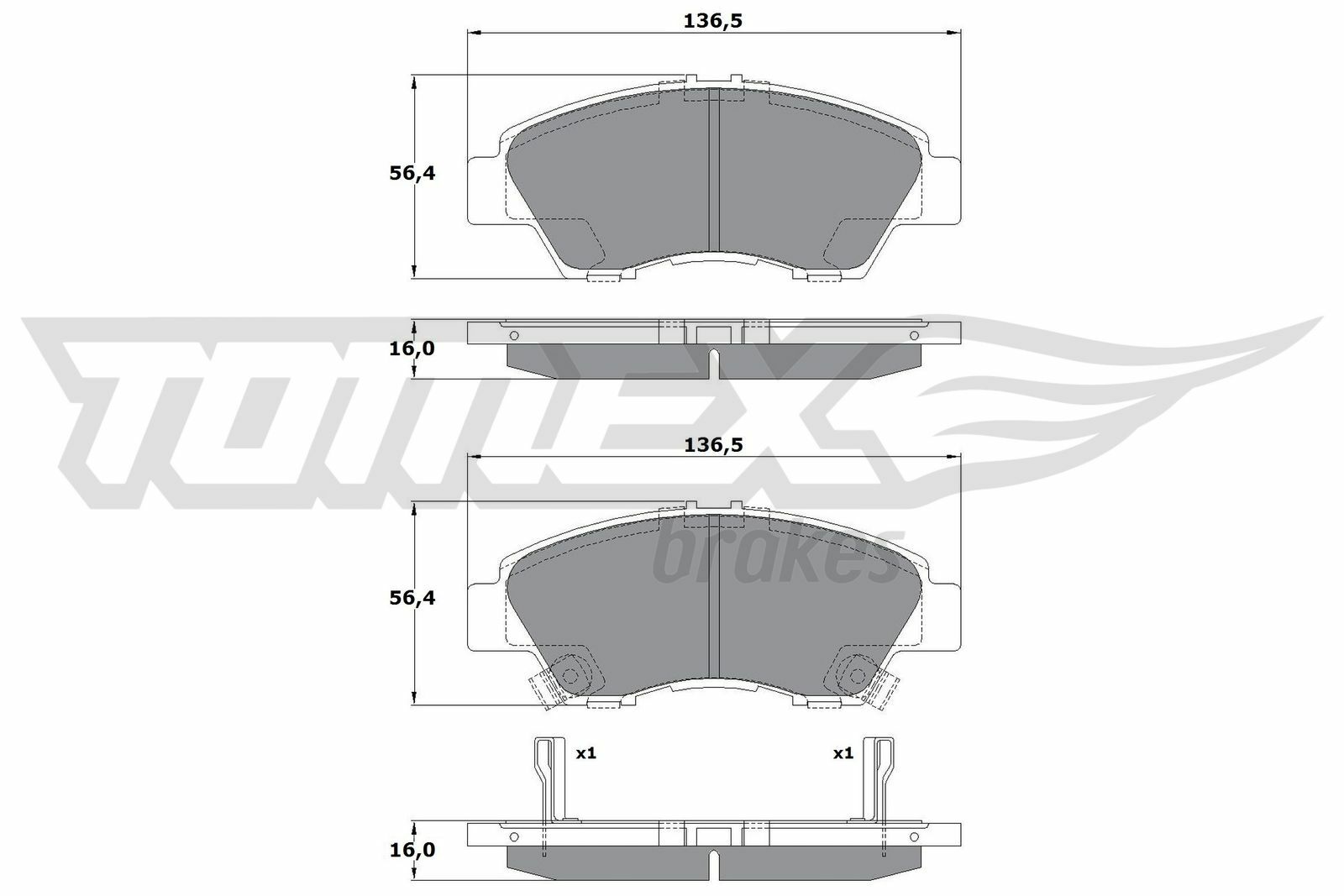 Sada brzdových destiček, kotoučová brzda TOMEX Brakes